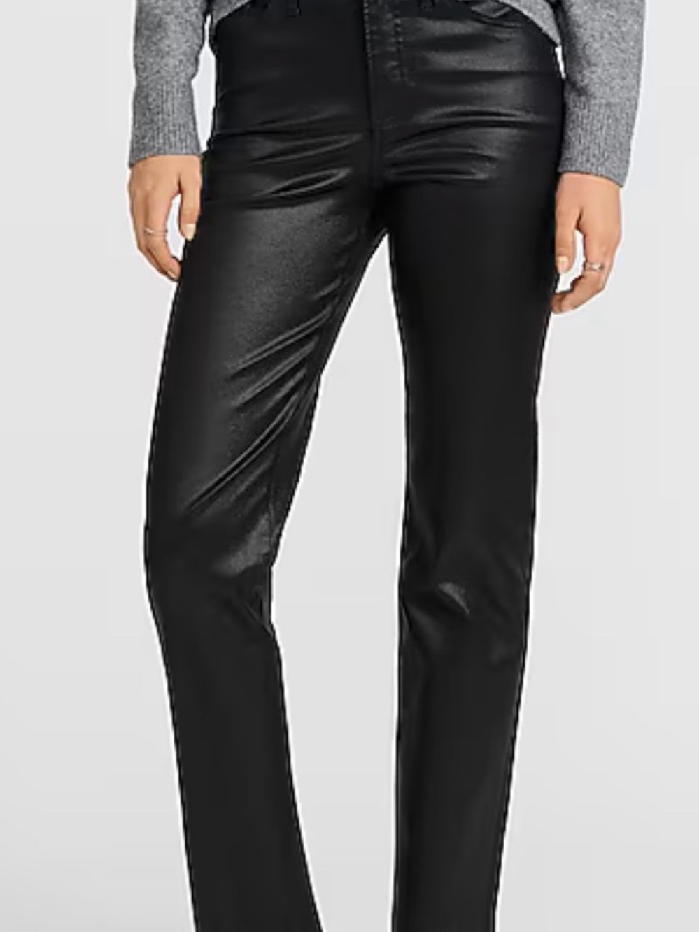 Express High Waisted Black Coated Straight Jeans - Size 16R